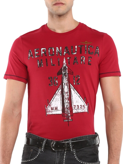 

Aeronautica Militare Men Red Typography Printed Cotton T-shirt