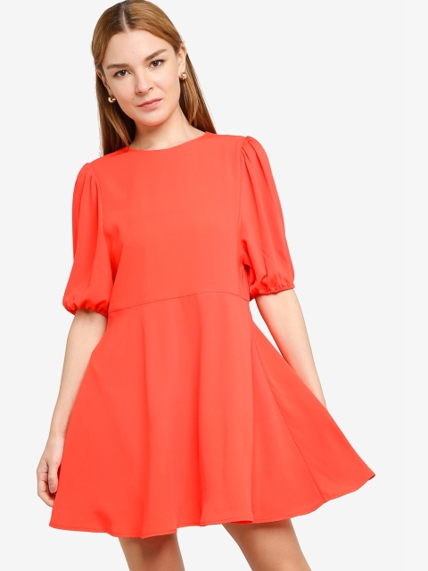 

ORIGIN BY ZALORA Women Red Solid Puff Sleeve Dress