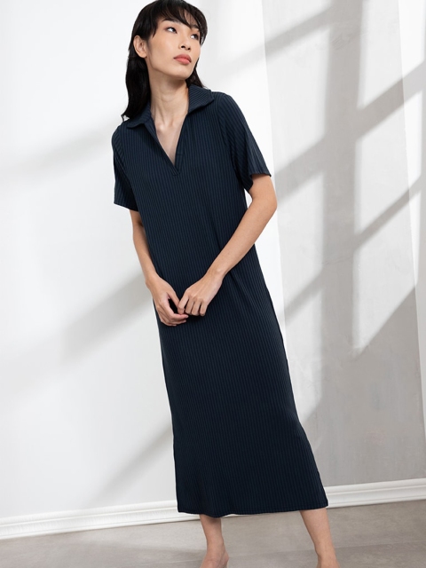 

ORIGIN BY ZALORA Women Navy Blue Striped A-Line Dress