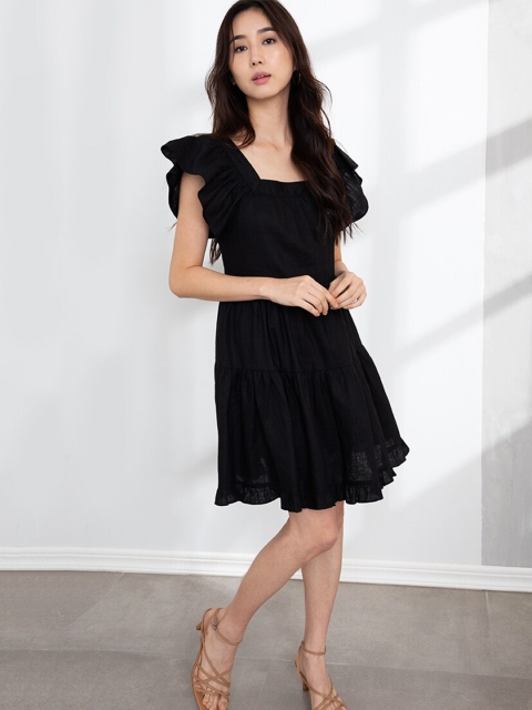 

ORIGIN BY ZALORA Black Linen A-Line Dress