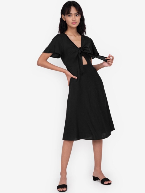 

ZALORA BASICS Women Black Solid A-Line Dress
