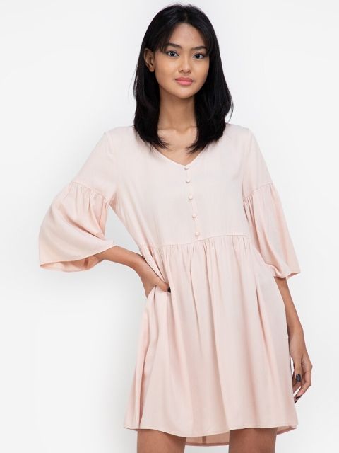 

ZALORA BASICS Beige Flare Sleeve A-Line Dress