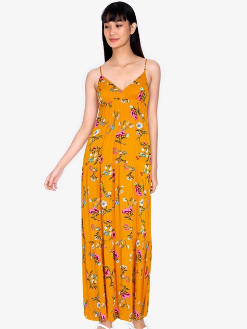 

ZALORA BASICS Yellow Floral Printed Cotton Maxi Dress