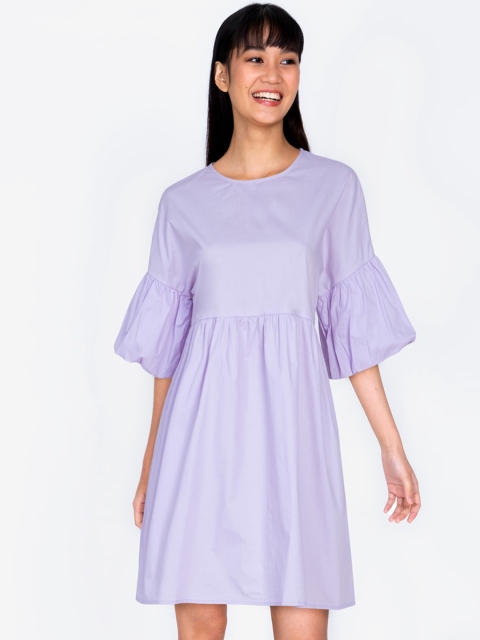 

ZALORA BASICS Women Purple Gathered A-Line Dress