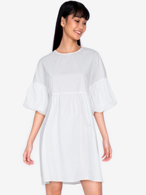 

ZALORA BASICS Women White Solid A-Line Dress