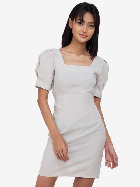 

ZALORA BASICS Off White Sheath Mini Dress