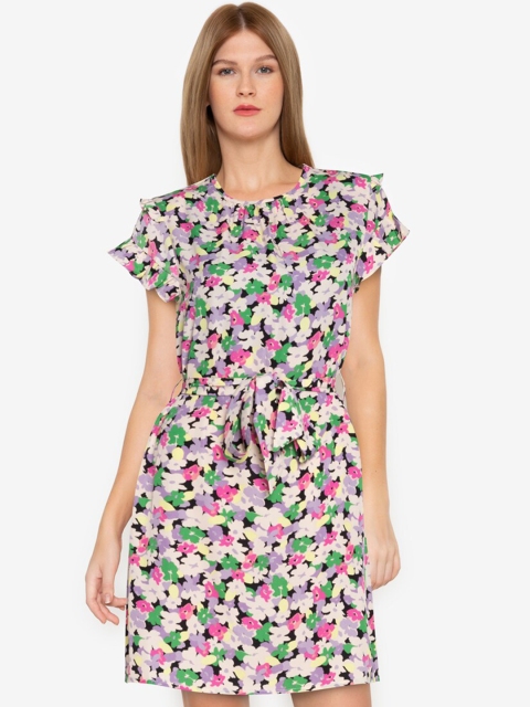 

ZALORA BASICS Multicoloured Floral A-Line Dress, Multi
