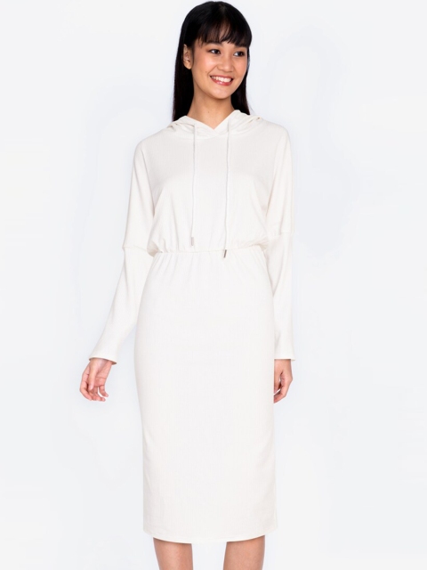 

ZALORA BASICS White Solid Hooded Sheath Dress