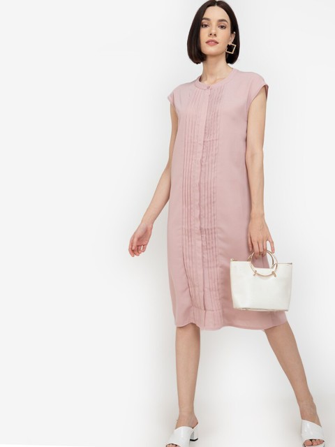 

ZALORA WORK Pink Pintuck Detail A-Line Dress