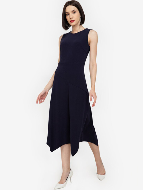 

ZALORA WORK Navy Blue A-Line Midi Dress