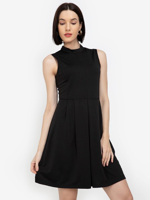

ZALORA WORK Women Black Mock Neck Pleated Dress