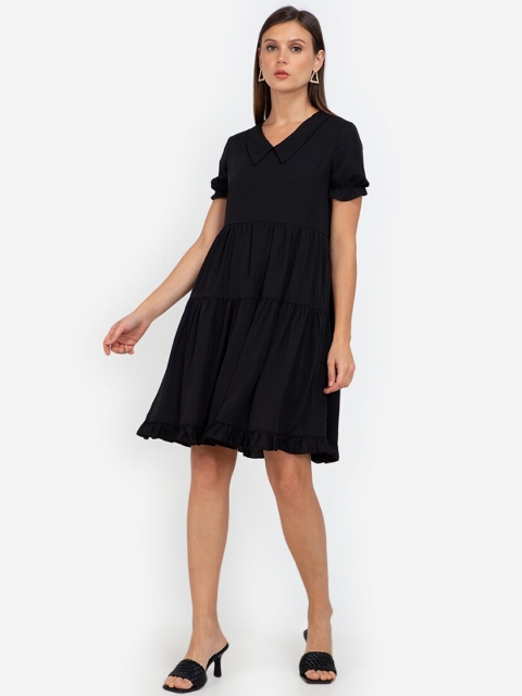 

ZALORA WORK Black Peter Pan Collar A-Line Dress