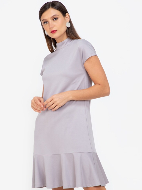 

ZALORA WORK Women Grey Solid Drop Waist Dress