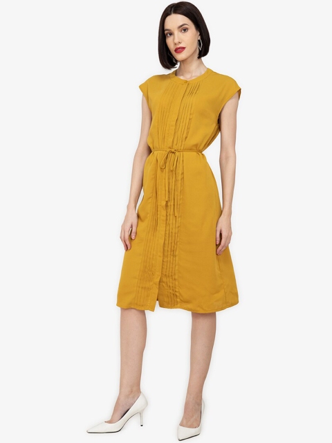 

ZALORA WORK Mustard Yellow A-Line Dress