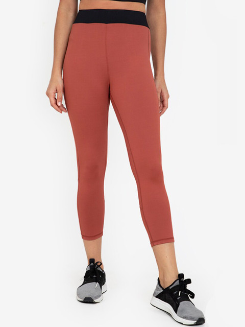 

ZALORA ACTIVE Women Rose Pink Solid 3/4 High Waisted Sports Tights