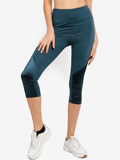 

ZALORA ACTIVE Women Teal Green Spliced 3/4 Tights