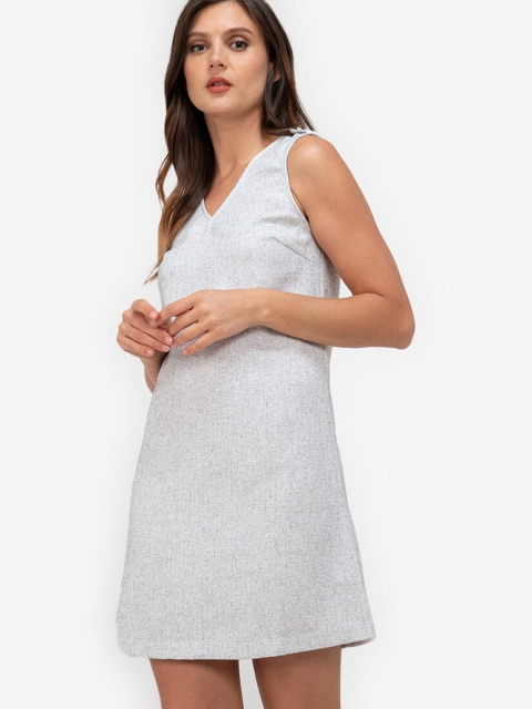 

ZALORA WORK Grey & White A-Line Dress