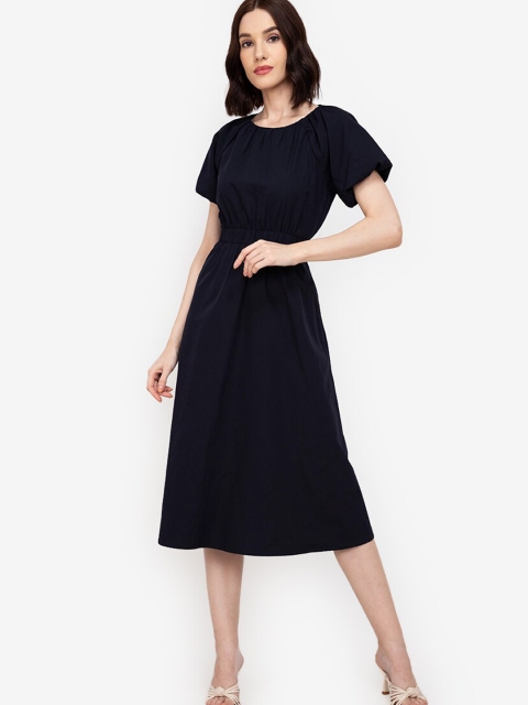 

ZALORA WORK Navy Blue A-Line Midi Dress