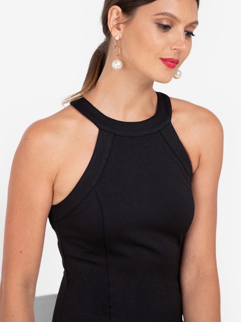 

ZALORA WORK Black Halter Neck A-Line Midi Dress