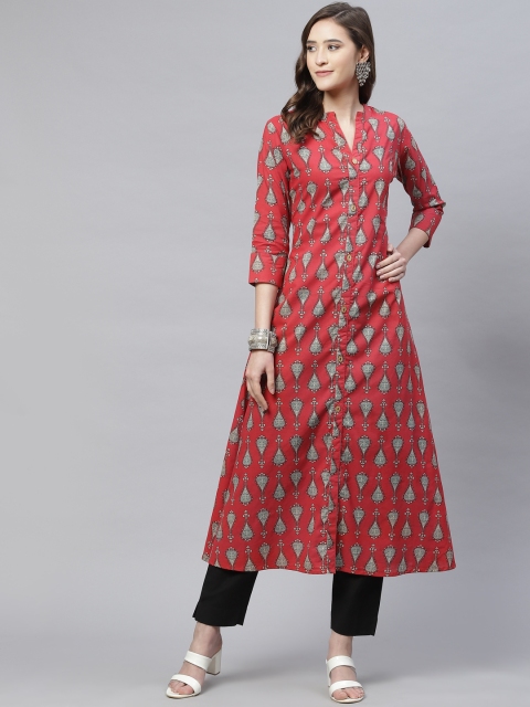 

mokshi Women Red Tribal Kurta