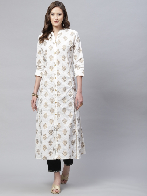 

mokshi Women White Ethnic Motifs Kurta