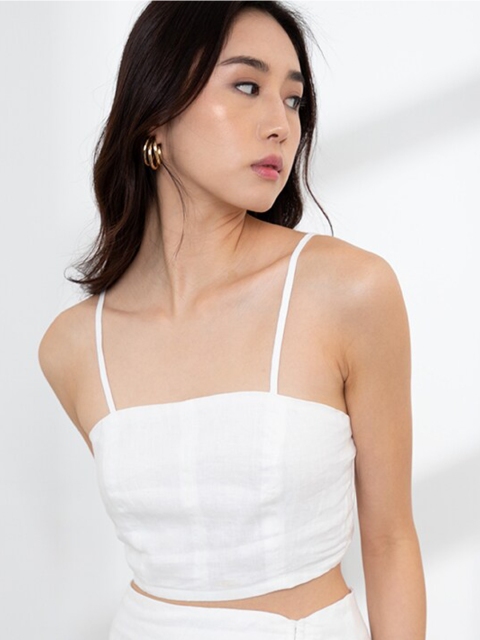 

ORIGIN BY ZALORA White Pure Linen Crop Top