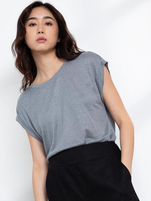 

ORIGIN BY ZALORA Women Linen Oversized Top, Blue