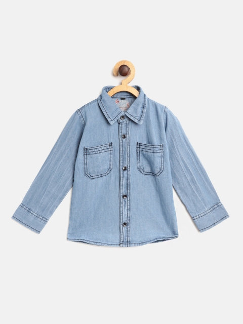 

GAME BEGINS Boys Blue Solid Cotton Denim Casual Shirt