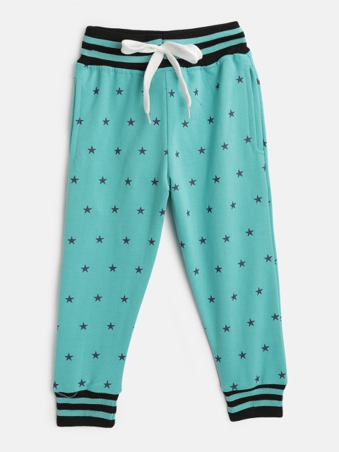 

GAME BEGINS Girls Sea Green & Navy Cotton Star Print Joggers