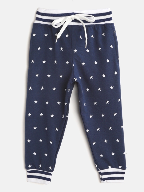 

GAME BEGINS Girls Navy & White Cotton Star Print Joggers, Navy blue