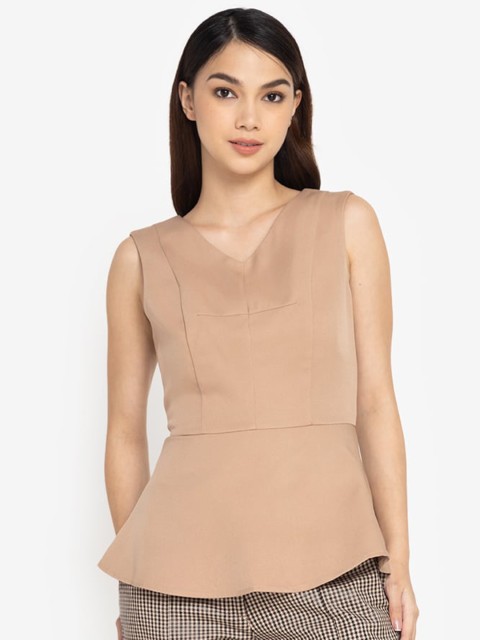 

ZALORA WORK Beige Peplum Top