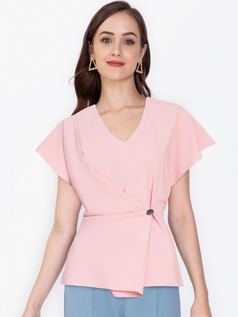

ZALORA WORK Pink Wrapped Button Top