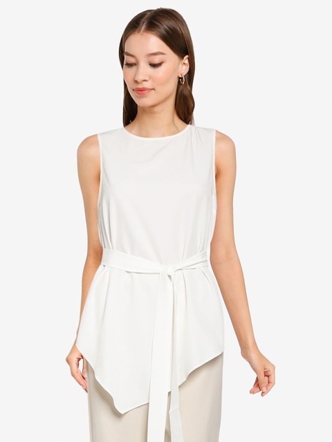 

ZALORA WORK White Asymmetric Hem Top