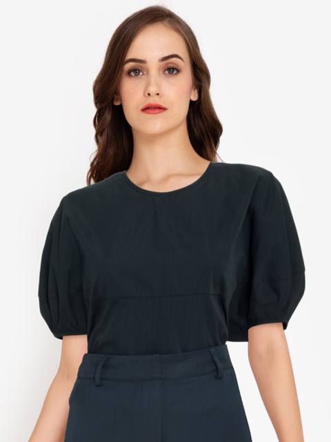

ZALORA WORK Navy Blue Barrel Sleeve Top