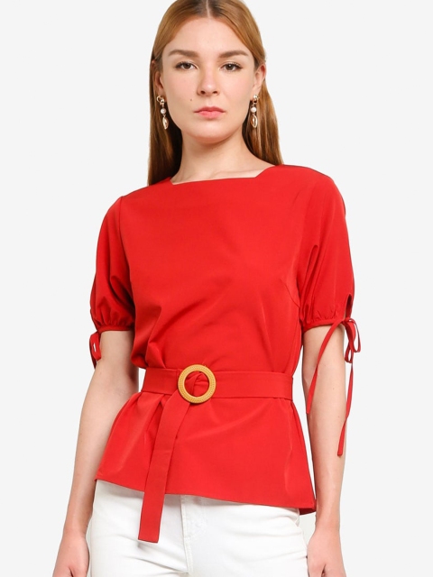 

ZALORA WORK Red Puff Sleeves Top