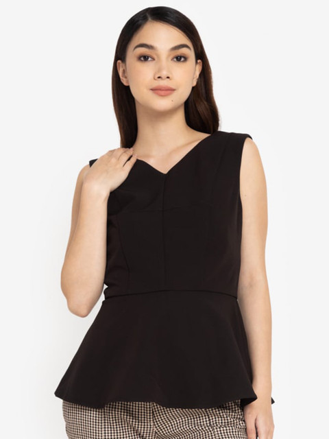 

ZALORA WORK Black Peplum Top