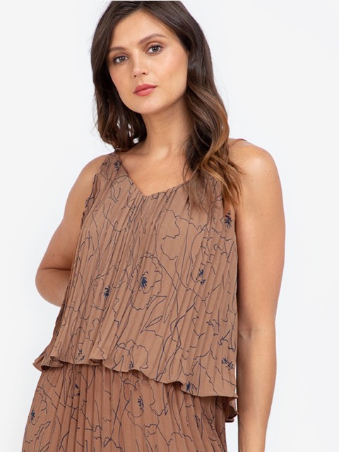 

ZALORA WORK Brown Floral Print Top