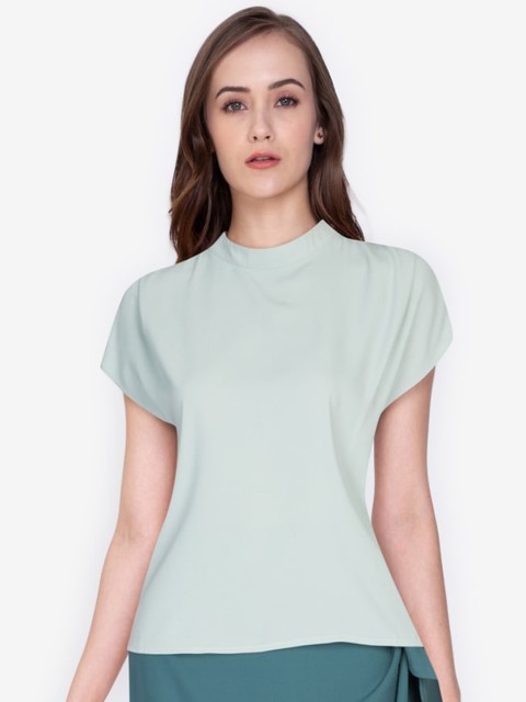 

ZALORA WORK Green Mock Neck Top