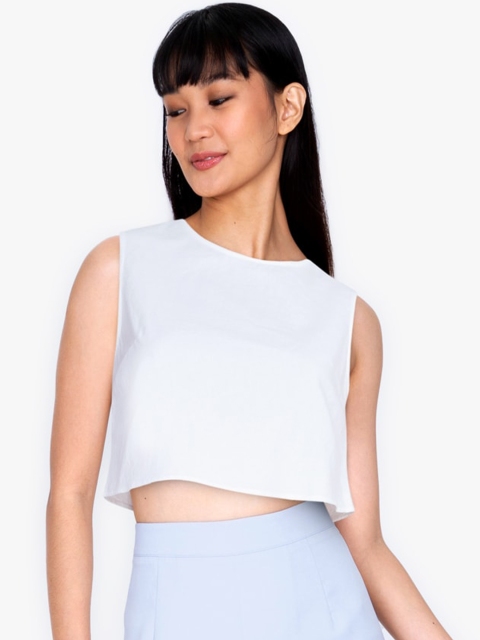 

ZALORA BASICS White Monochrome Pure Cotton Crop Top