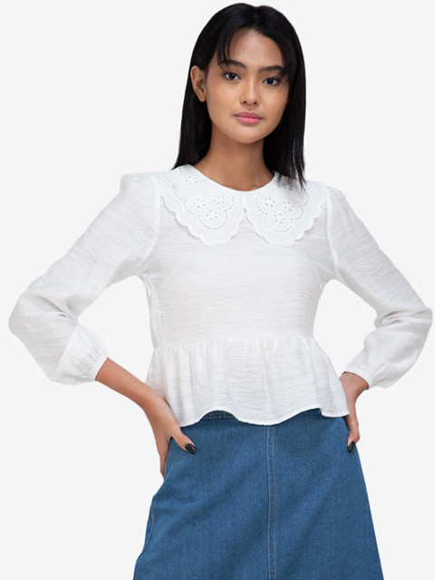 

ZALORA BASICS White V-Neck Top