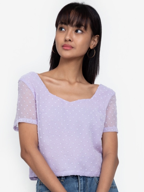 

ZALORA BASICS Lavender Sweetheart Neck Top