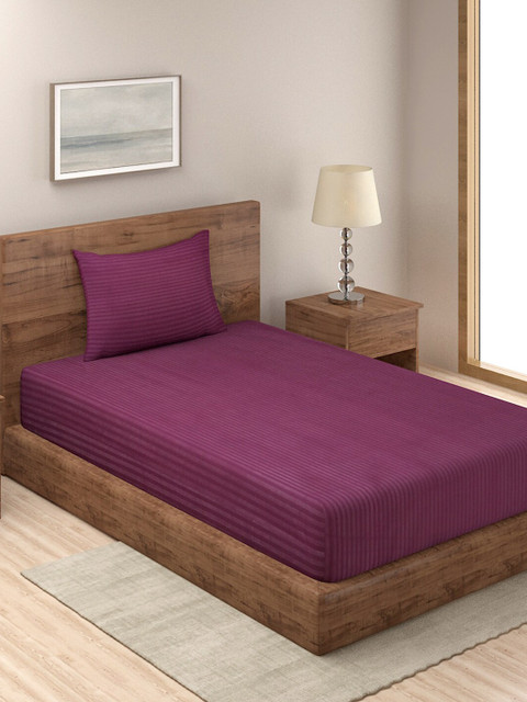 

TAG 7 Purple 210 TC Single Bedsheet with 1 Pillow Covers