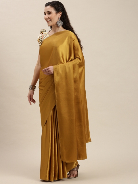 

Amrutam Fab Mustard Solid Pure Silk Saree