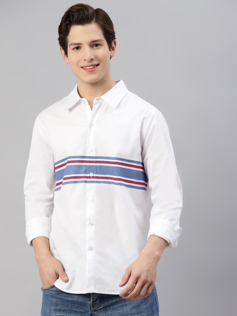 

Hubberholme Men White Horizontal Stripes Striped Casual Shirt