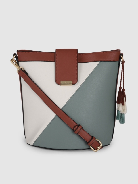 

Van Heusen Off White & Grey Colourblocked Sling Bag