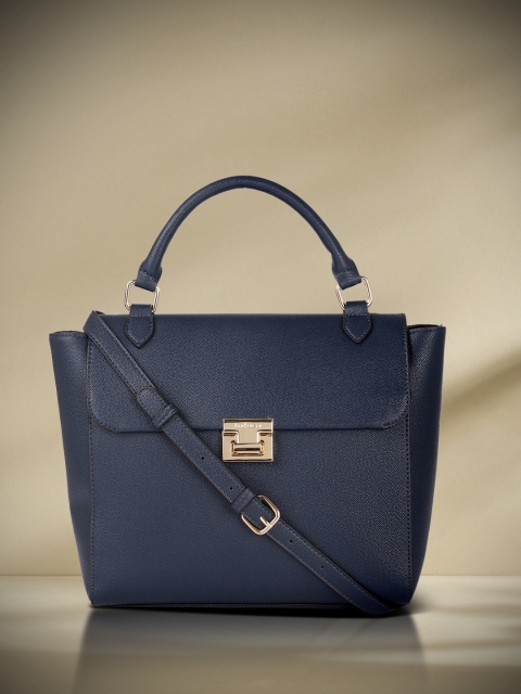 

Van Heusen Navy Blue Solid PU Regular Structured Satchel