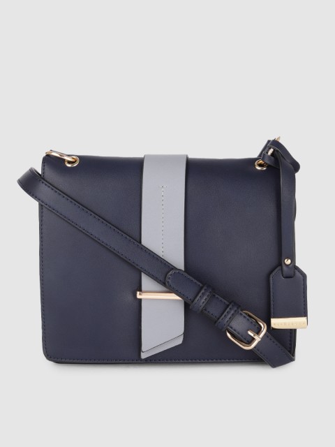 

Van Heusen Blue Solid PU Regular Structured Sling Bag with Buckle Detail