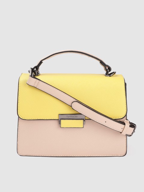 

Van Heusen Yellow & Beige Colourblocked Satchel