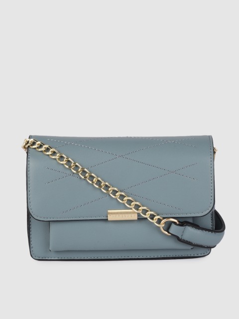 

Van Heusen Blue Solid PU Regular Structured Sling Bag with Thread Work Detail