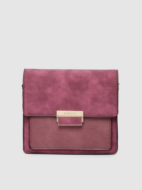 

Van Heusen Burgundy Solid PU Regular Structured Sling Bag